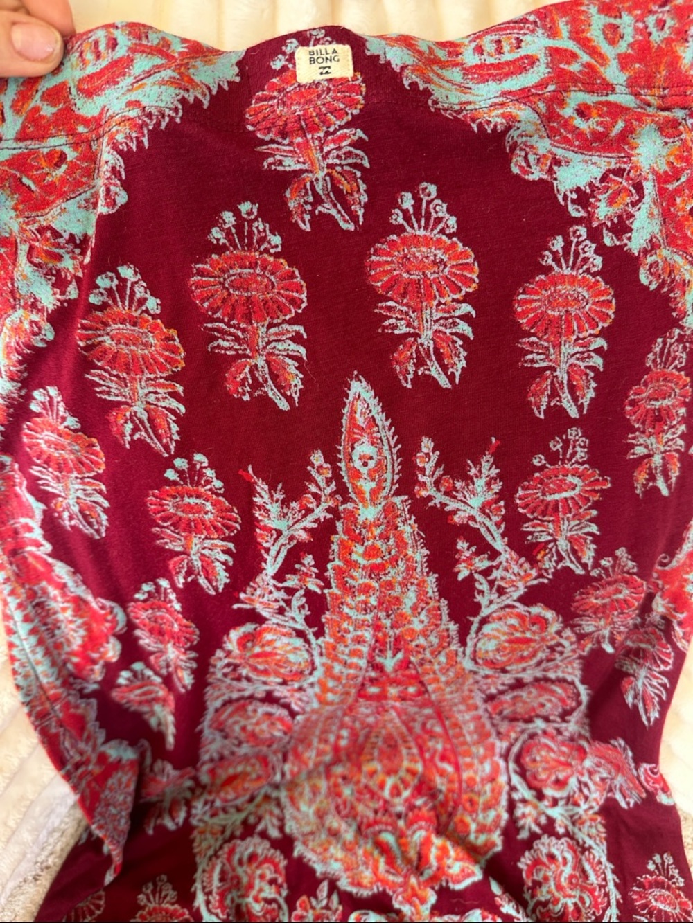 Billabong Boho Maxi Skirt Burgundy Paisley Like New Flowy Festival Style - Picture 15 of 15
